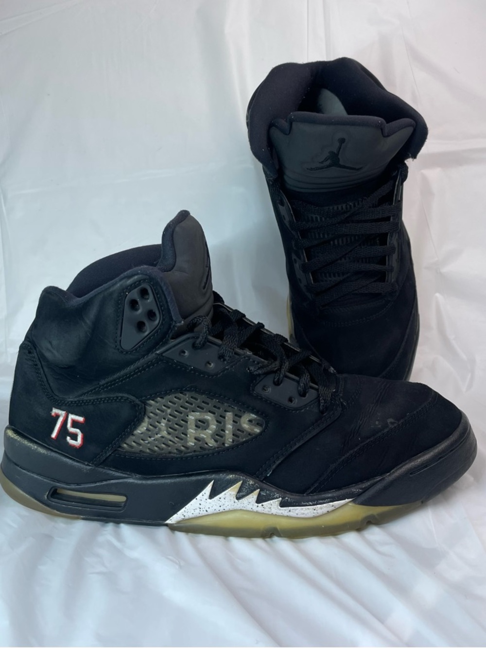 Jordan Black '75' High-Top Sneakers with Gold Accents